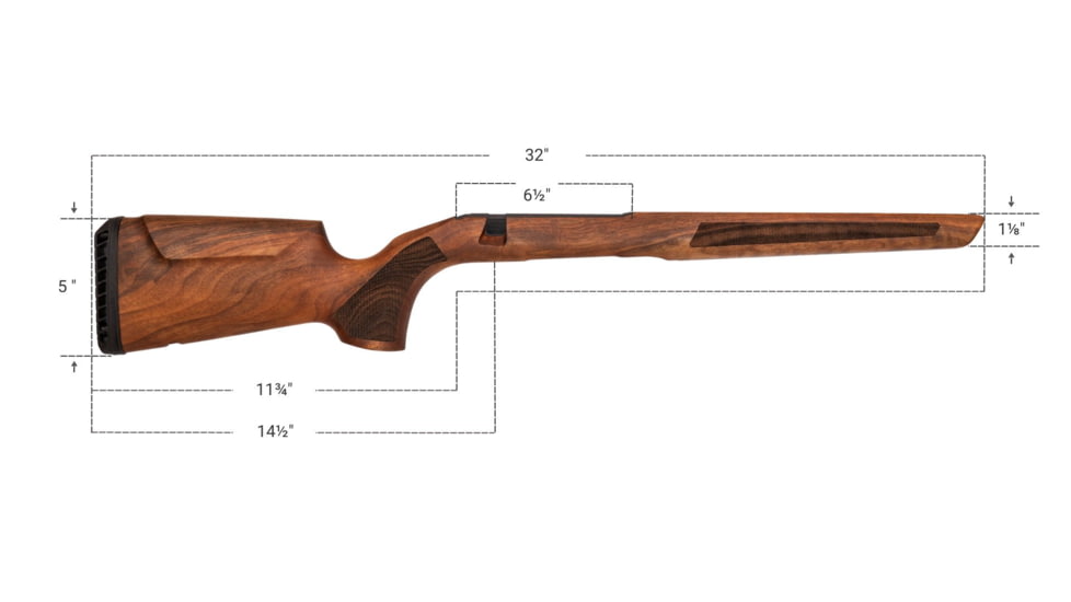 WOOX Elegante Hybrid Precision Ruger American Rifle Gen 2 Wood Rifle Stock w/Integrated Mini-Chassis, Right Hand, Short Action, Walnut/Brown, SH.GNS072.04