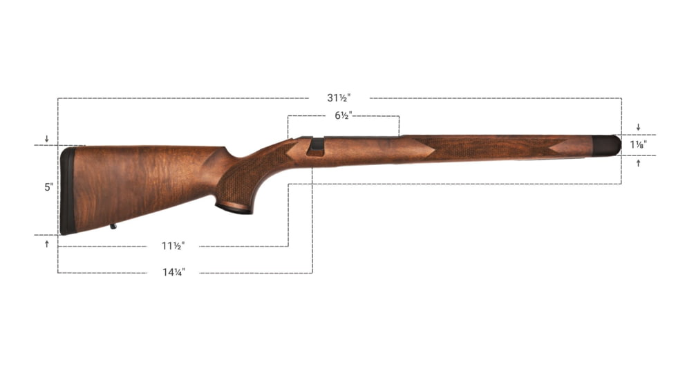 WOOX Elegante Sporter Precision Remington Model 700 Short Action Wood Rifle Stock w/Integrated Mini-Chassis, Right Hand, Short Action, Walnut/Brown, SH.GNS082.01