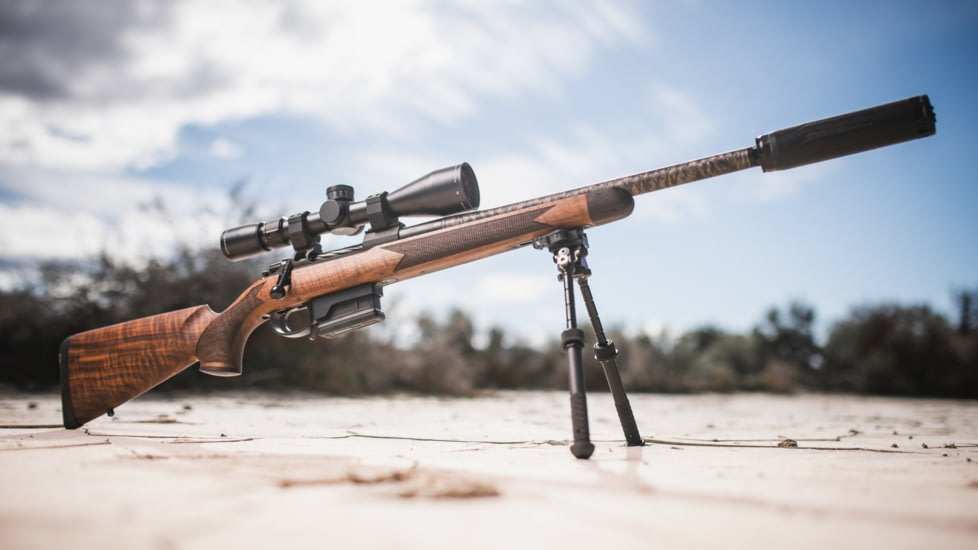 WOOX Elegante Sporter Precision Remington Model 700 Short Action Wood Rifle Stock w/Integrated Mini-Chassis, Right Hand, Short Action, High Grade Walnut/Brown, SH.GNS085.01