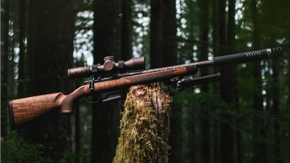WOOX Elegante Sporter Precision Remington Model 700 Short Action Wood Rifle Stock w/Integrated Mini-Chassis, Right Hand, Short Action, High Grade Walnut/Brown, SH.GNS085.01