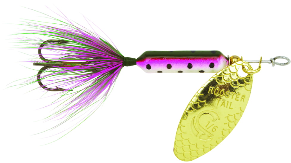Wordens Rooster Tail In-Line Spinner, 1 3/4in, 1/24 oz Treble Hook, Rainbow, 204-RBOW