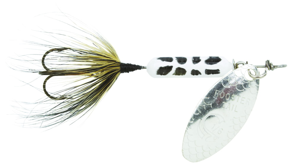 Wordens Rooster Tail In-Line Spinner, 1 3/4in, 1/24 oz Treble Hook, White Coachdog, 204-WHCD