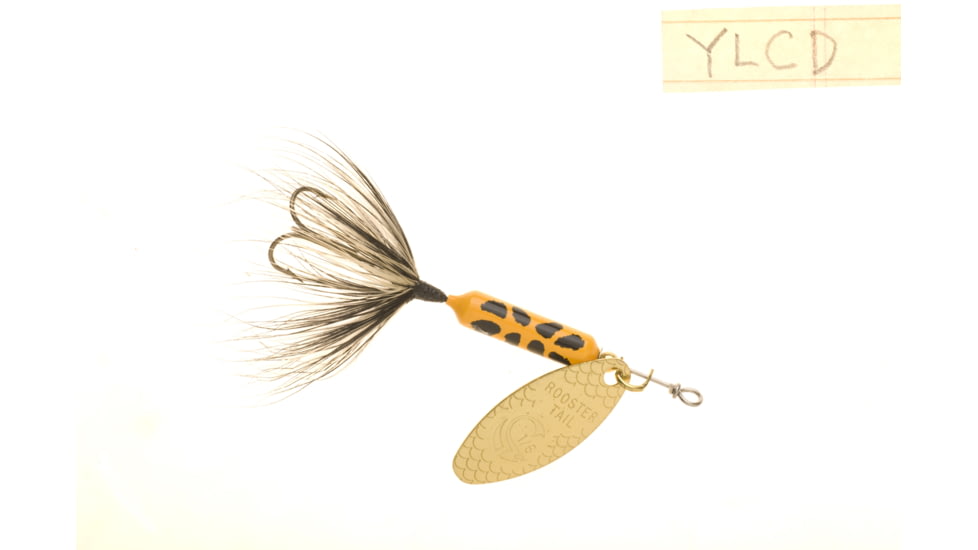 Wordens Rooster Tail In-Line Spinner, 1 3/4in, 1/24 oz Treble Hook, Yellow Coachdog, 204-YLCD