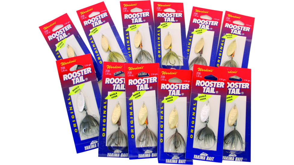 Wordens Rooster Tail In-Line Spinner, 2 1/4in, 1/8 oz Single Hook, Assorted Bumblee Bee/Pumpkin Seed, S208-Y509