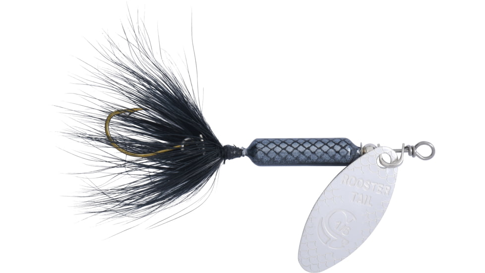 Wordens Rooster Tail In-Line Spinner, 2 1/4in, 1/8 oz Single Hook, Black, 0148-3347