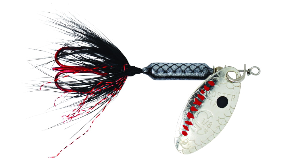 Wordens Rooster Tail In-Line Spinner, 2 1/4in, 1/8 oz Treble Hook, Black with Red Hook, 208R-BL