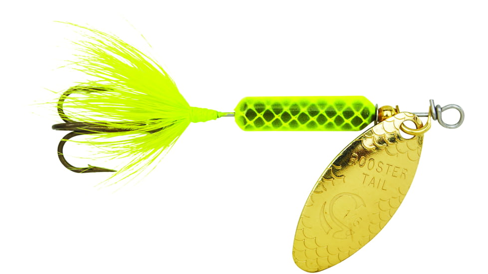 Wordens Rooster Tail In-Line Spinner, 2 1/4in, 1/8 oz Treble Hook, Chartreuse, 208-CHR