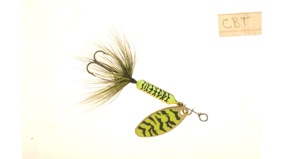 Wordens Rooster Tail In-Line Spinner, 2 1/4in, 1/8 oz Treble Hook, Chartreuse Black Tiger, 208-CBT