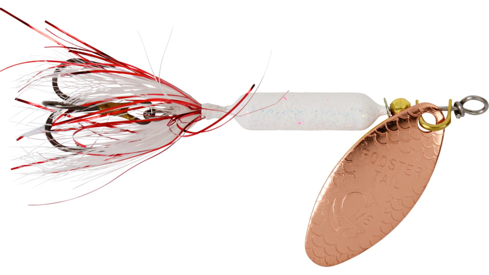 Wordens Rooster Tail In-Line Spinner, 2 1/4in, 1/8 oz Treble Hook, Copper Tinsel Glitter White, 208-CTGWH
