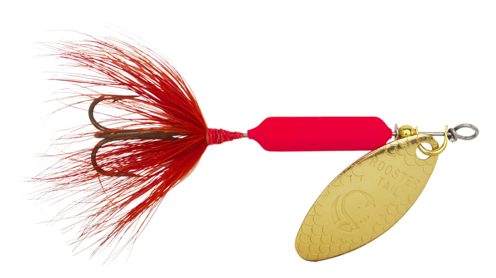 Wordens Rooster Tail In-Line Spinner, 2 1/4in, 1/8 oz Treble Hook, Fluorescent Red, 208-FLR