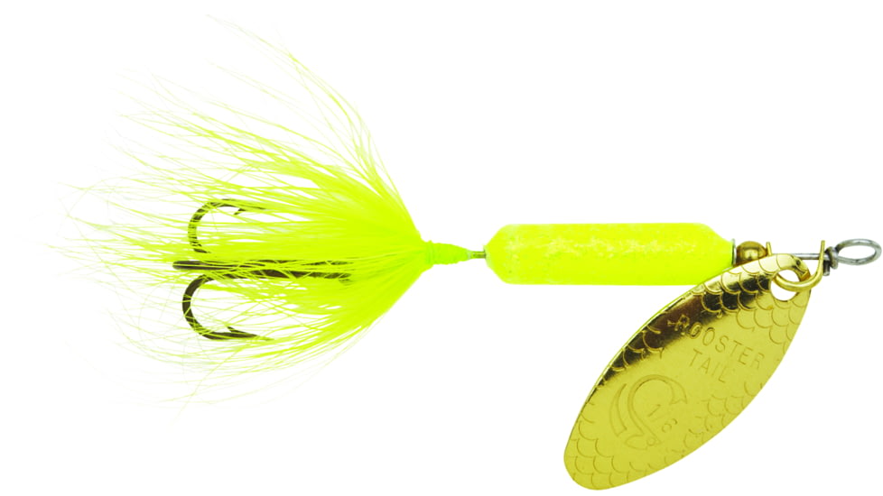 Wordens Rooster Tail In-Line Spinner, 2 1/4in, 1/8 oz Treble Hook, Glitter Chartreuse, 208-GCHR