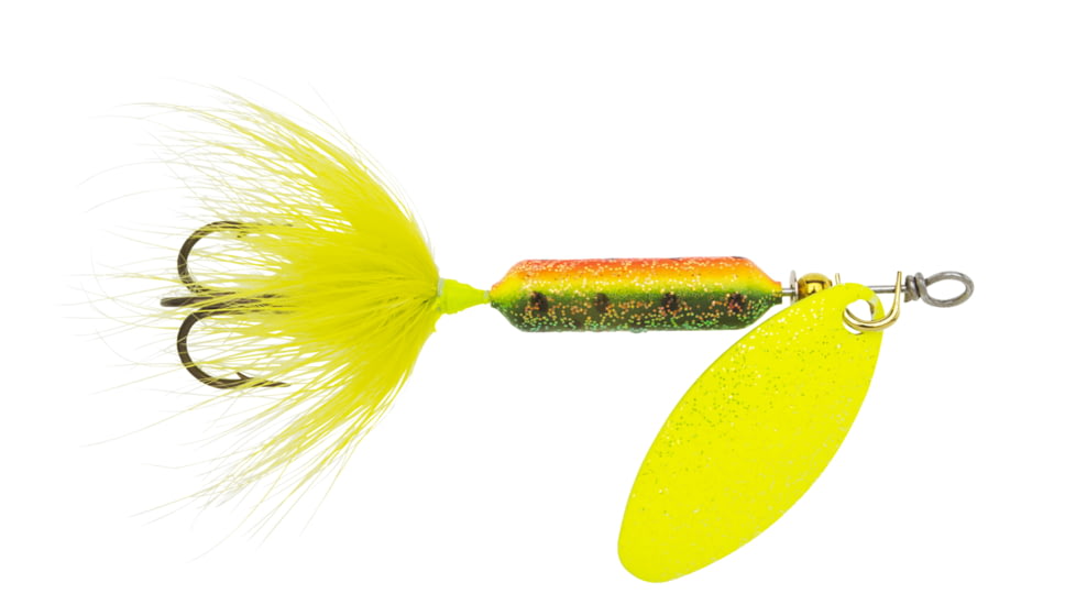 Wordens Rooster Tail In-Line Spinner, 2 1/4in, 1/8 oz Treble Hook, Glitter Firetiger, 208-GFRT
