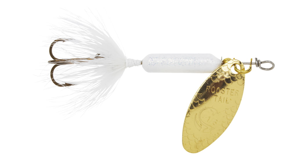 Wordens Rooster Tail In-Line Spinner, 2 1/4in, 1/8 oz Treble Hook, Glitter White, 208-GWH