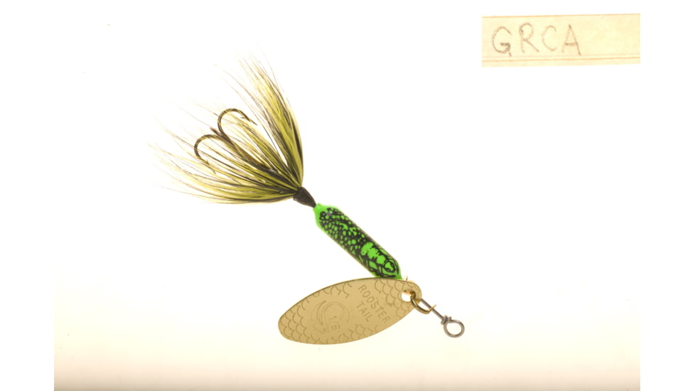 Wordens Rooster Tail In-Line Spinner, 2 1/4in, 1/8 oz Treble Hook, Green Caddis, 208-GRCA