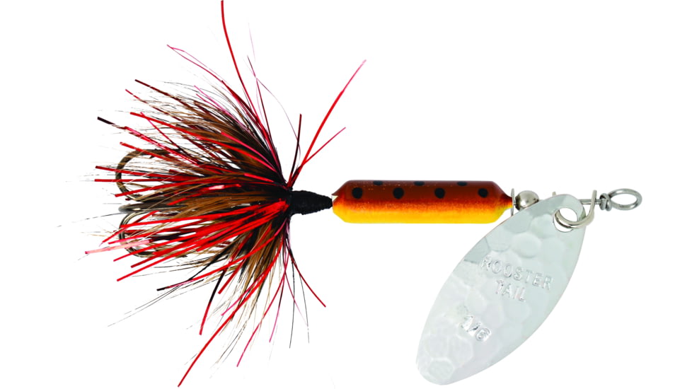 Wordens Rooster Tail In-Line Spinner, 2 1/4in, 1/8 oz Treble Hook, Hammered Silver Brown Trout, 208-HSBRTR
