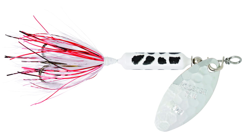 Wordens Rooster Tail In-Line Spinner, 2 1/4in, 1/8 oz Treble Hook, Hammered Silver White Coachdog, 208-HSWHCD