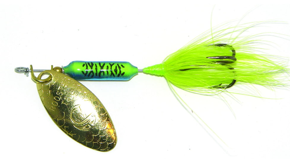 Wordens Rooster Tail In-Line Spinner, 2 1/4in, 1/8 oz Treble Hook, June Bug, 208-JBUG