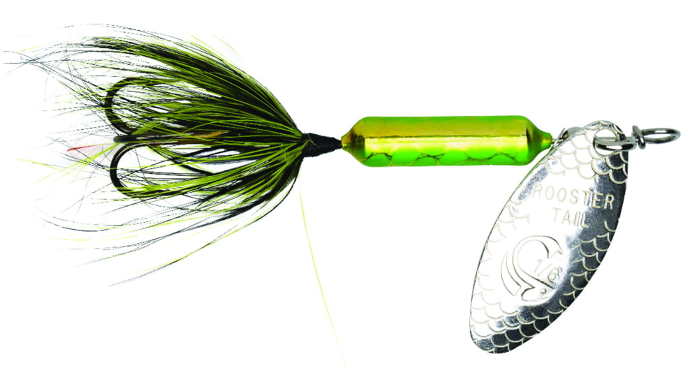 Wordens Rooster Tail In-Line Spinner, 2 1/4in, 1/8 oz Treble Hook, Metallic Chartreuse Lime, 208-MCLI