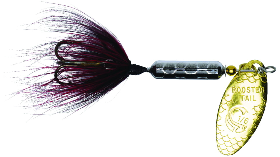 Wordens Rooster Tail In-Line Spinner, 2 1/4in, 1/8 oz Treble Hook, Metallic Silver Black, 208-MSBLK