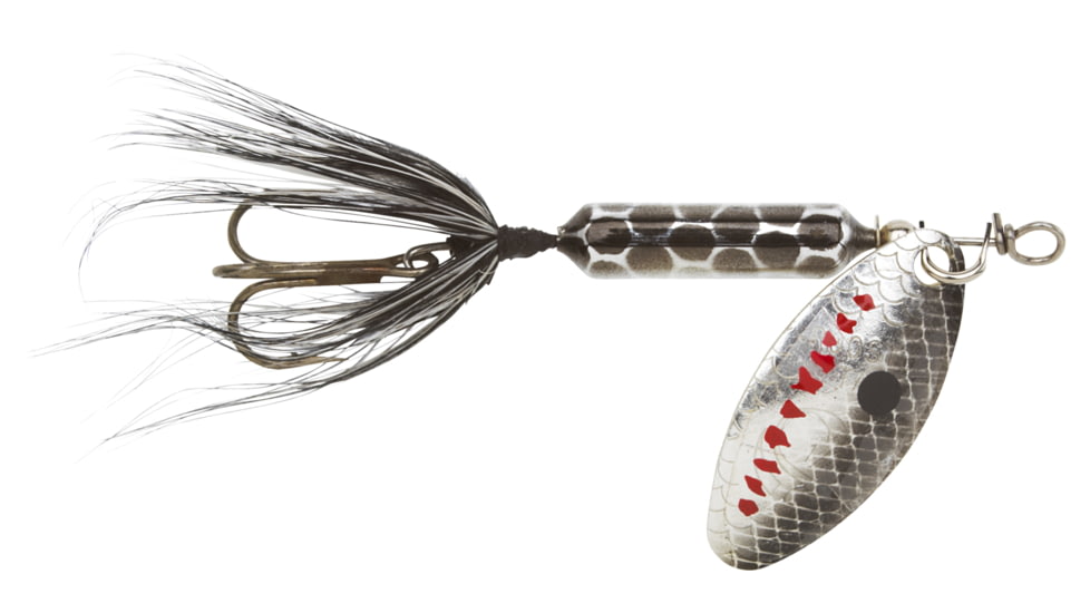 Wordens Rooster Tail In-Line Spinner, 2 1/4in, 1/8 oz Treble Hook, Metallic Silver Blk, 208-MSBL