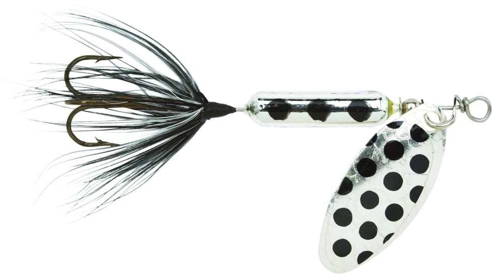Wordens Rooster Tail In-Line Spinner, 2 1/4in, 1/8 oz Treble Hook, Metallic Silver Spot, 208-MSILS
