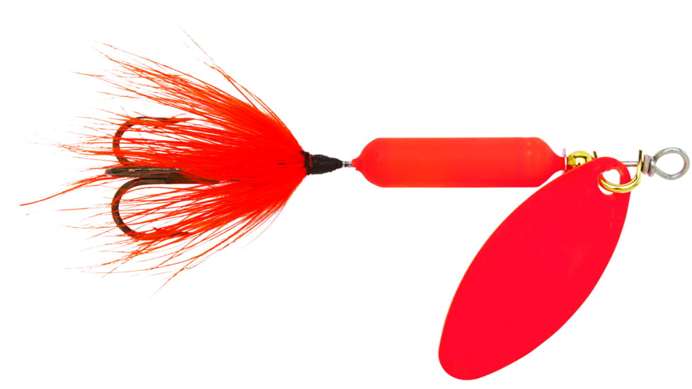 Wordens Rooster Tail In-Line Spinner, 2 1/4in, 1/8 oz Treble Hook, Orange Fluorescent with Painted Blade, 208-ORFL-P