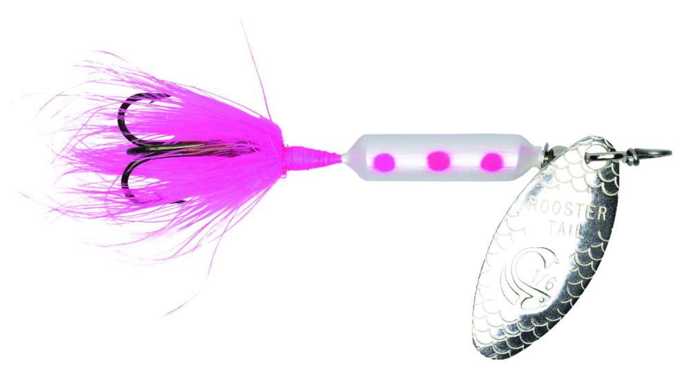 Wordens Rooster Tail In-Line Spinner, 2 1/4in, 1/8 oz Treble Hook, Pearl Clown, 208-PLCL