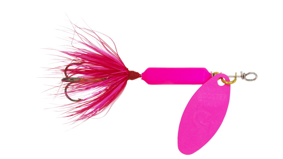Wordens Rooster Tail In-Line Spinner, 2 1/4in, 1/8 oz Treble Hook, Pink Fluorescent with Painted Blade, 208-PKFL-P