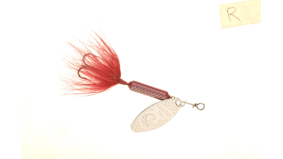 Wordens Rooster Tail In-Line Spinner, 2 1/4in, 1/8 oz, Treble Hook, Red, 208-R