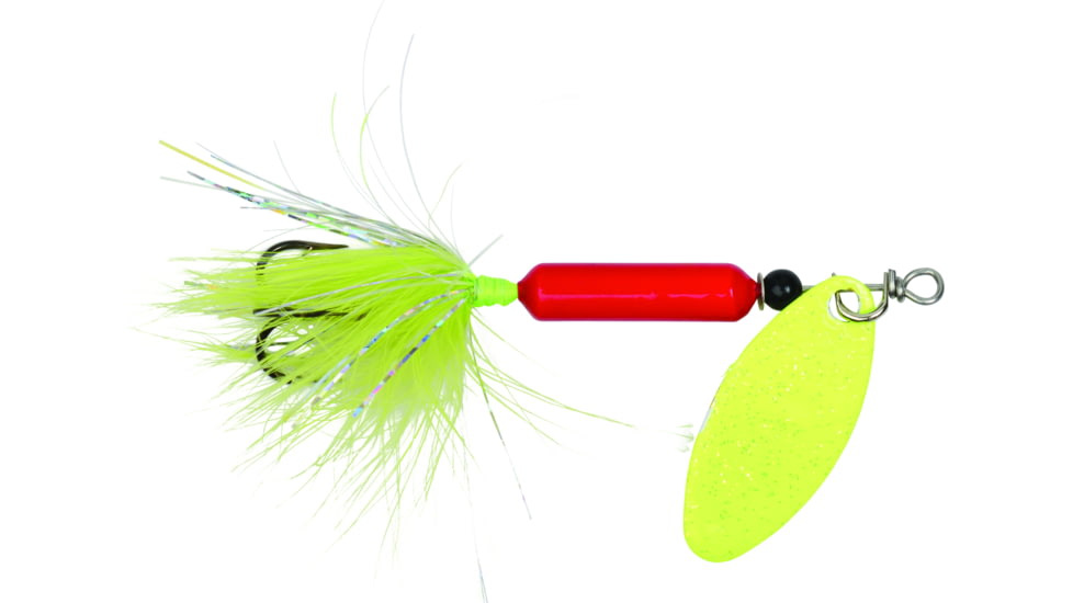 Wordens Rooster Tail In-Line Spinner, 2 1/4in, 1/8 oz Treble Hook, Red Chartreuse, 208-RCHR