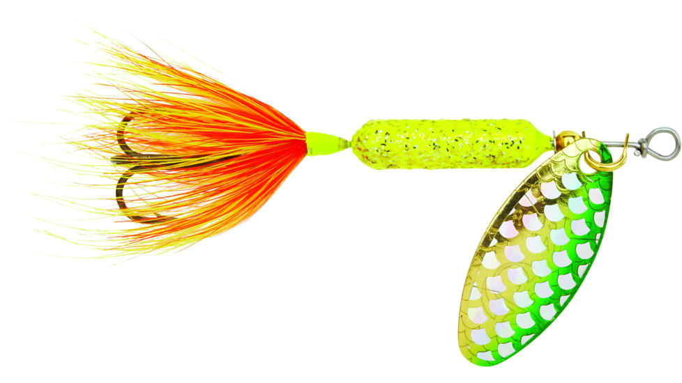 Wordens Rooster Tail In-Line Spinner, 2 1/4in, 1/8 oz Treble Hook, Strobe Chartreuse, 208-SCHR