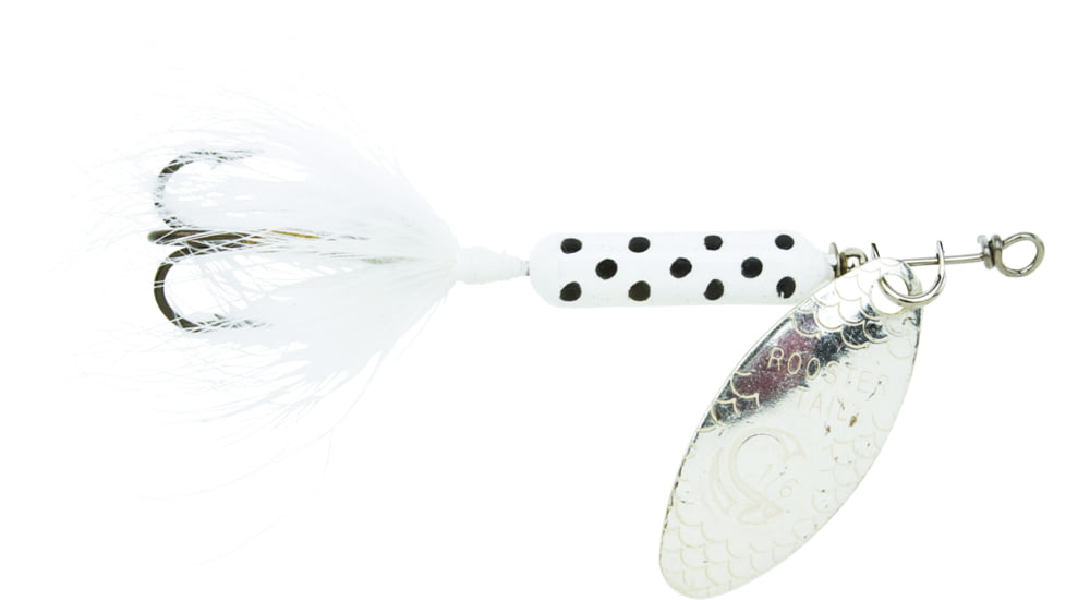 Wordens Rooster Tail In-Line Spinner, 2 1/4in, 1/8 oz Treble Hook, White Dalmation, 208-WHDA