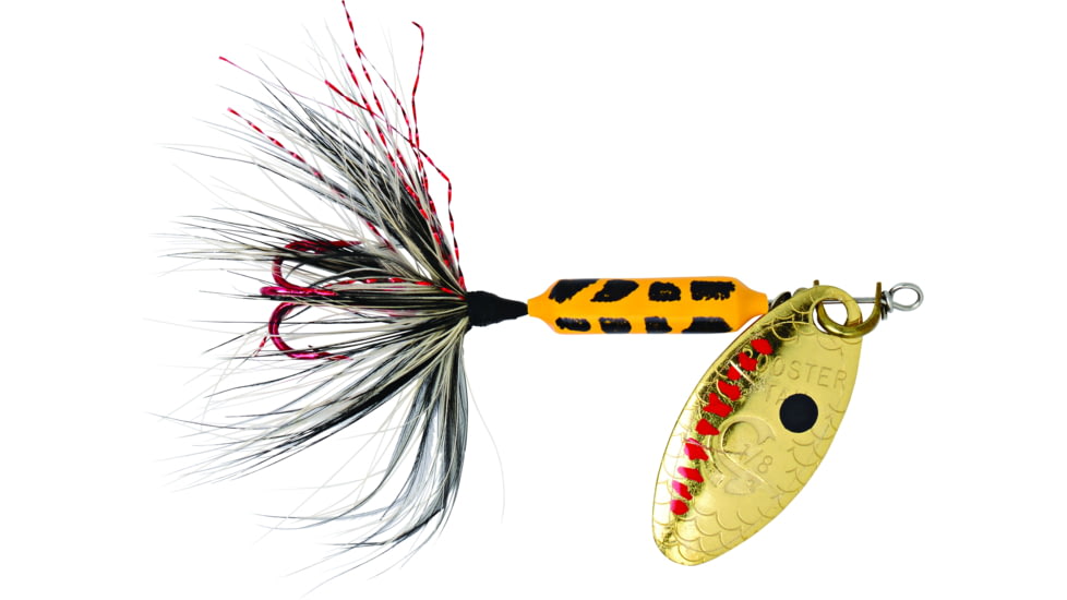 Wordens Rooster Tail In-Line Spinner, 2 1/4in, 1/8 oz Treble Hook, Yellow Coachdog with Red Hook, 208R-YLCD