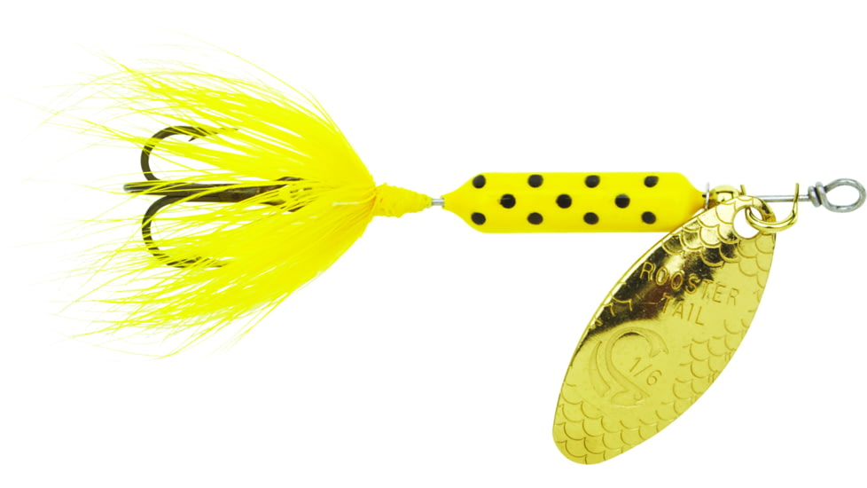 Wordens Rooster Tail In-Line Spinner, 2 1/4in, 1/8 oz Treble Hook, Yellow Dalmation, 208-YLDA