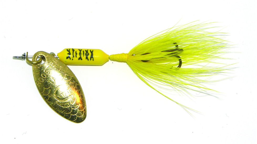 Wordens Rooster Tail In-Line Spinner, 2 1/4in, 1/8 oz Treble Hook, Yellow Jacket, 208-YLJT