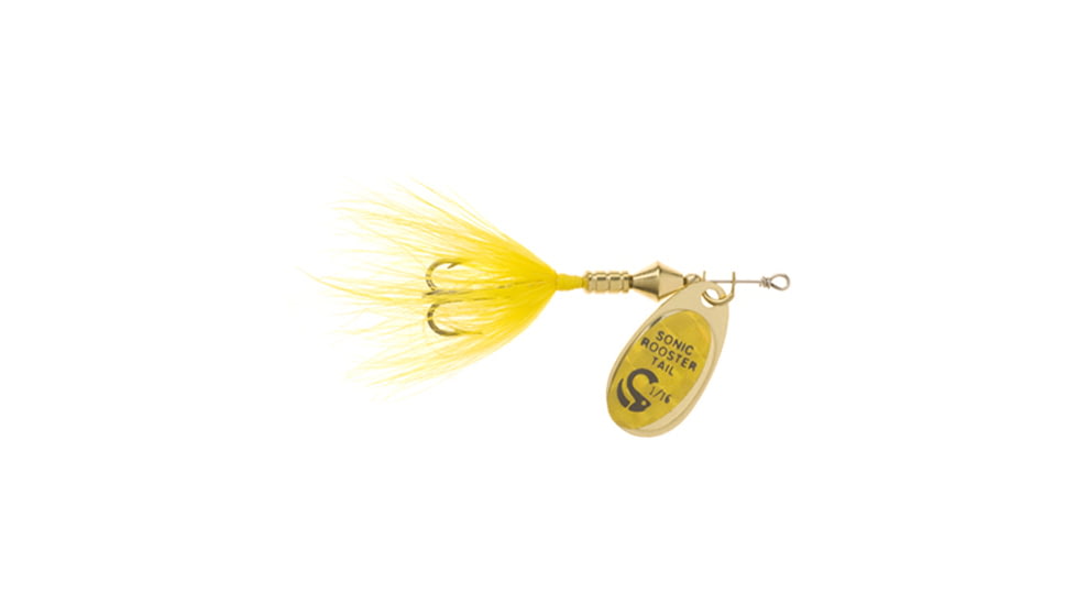Wordens Sonic Rooster Tail In-Line Spinner, 2 3/8in, 1/8 oz Yellow Mylar, 182-YLMY