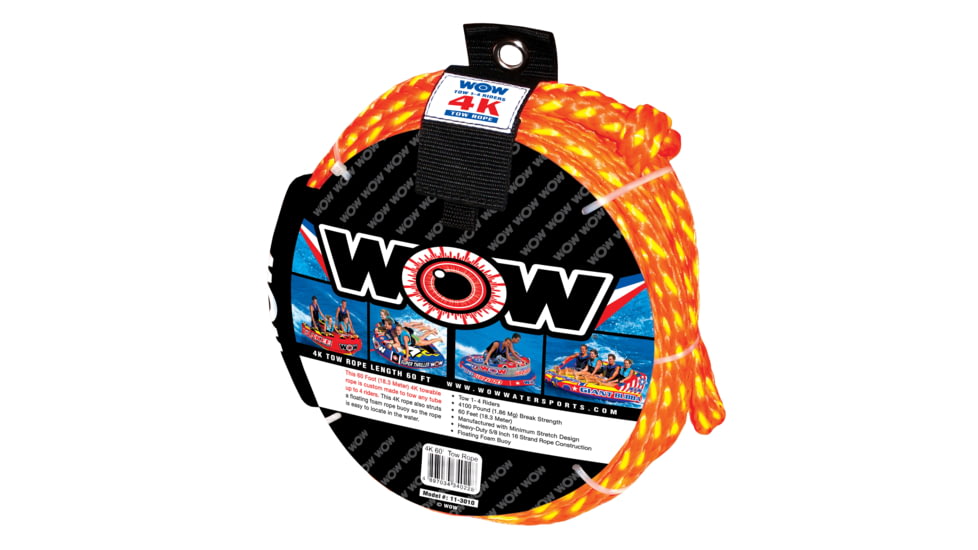 WOW Watersports 11-3010 Tow Rope - 4K 60ft, Orange, 44145