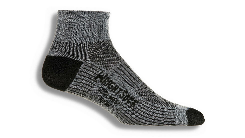 Wrightsock CoolMesh II Quarter Sock - Unisex, Grey-Large