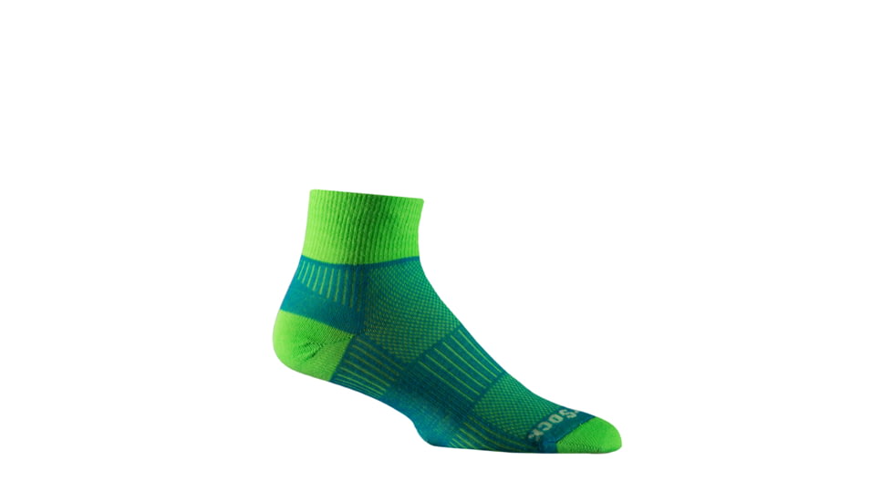 Wrightsock Double Layer CoolMesh II Quarter Sock, Blue/Green, Small, 8051.2201