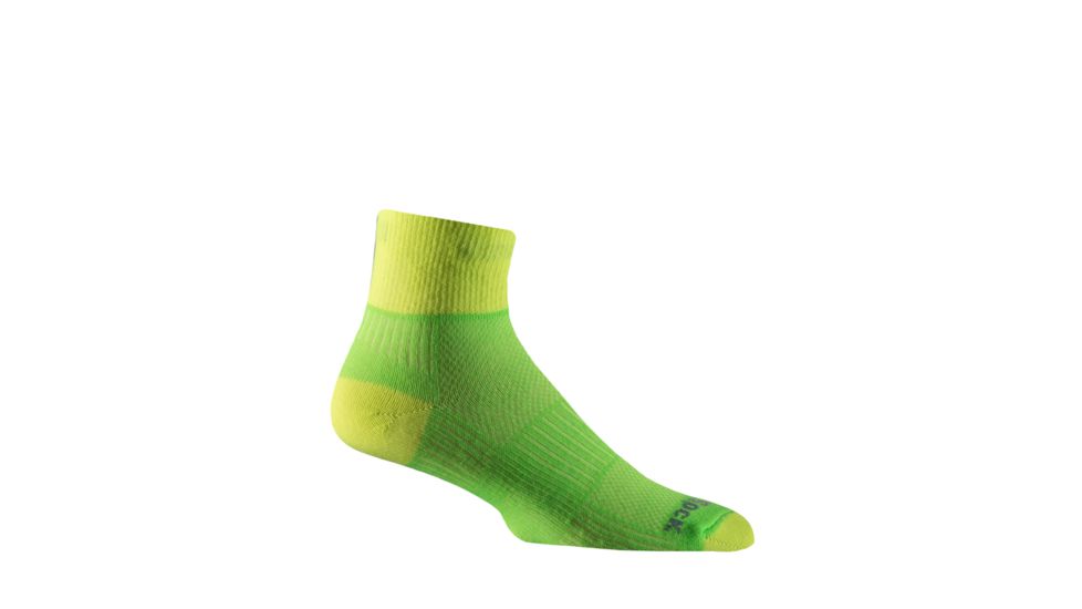 Wrightsock Double Layer CoolMesh II Quarter Sock, Lemon/Lime, Large, 8053.3301