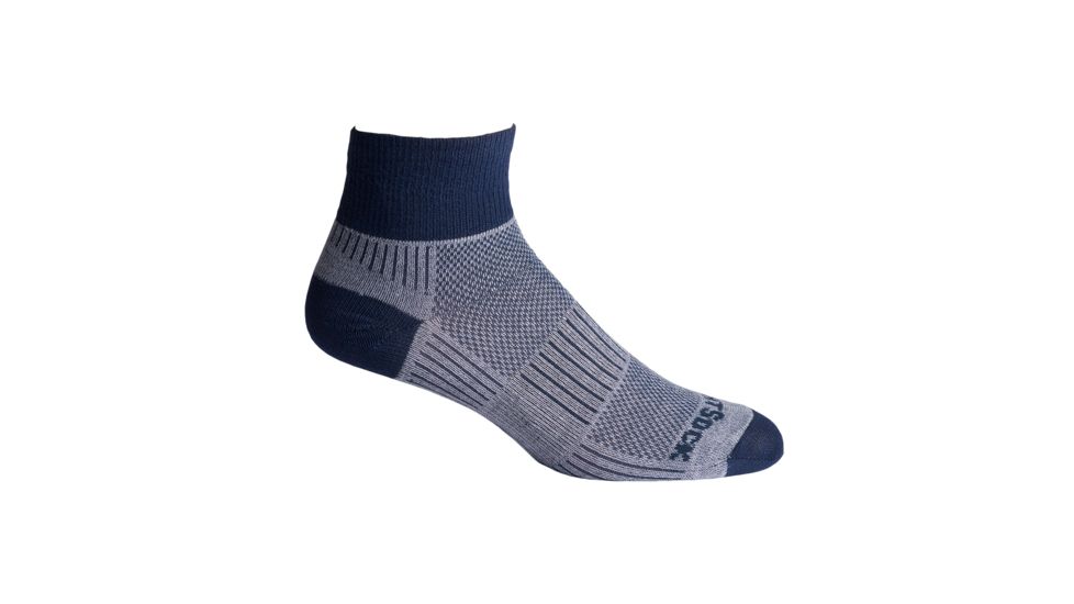 Wrightsock Double Layer CoolMesh II Quarter Sock, Lt Grey/Navy, Extra Large, 8054.6201