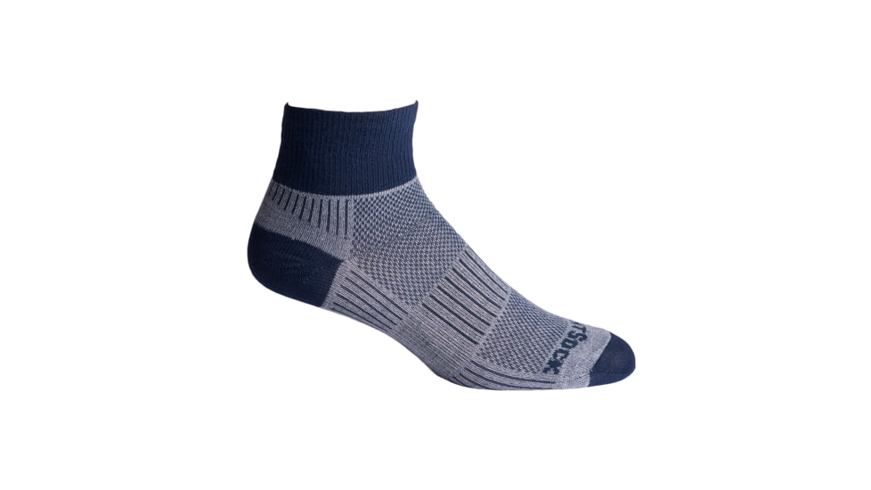 Wrightsock Double Layer CoolMesh II Quarter Sock, Lt Grey/Navy, Large, 8053.6201
