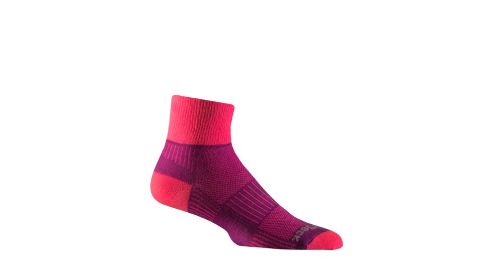 Wrightsock Double Layer CoolMesh II Quarter Sock, Plum/Pink, Medium, 8052.2401