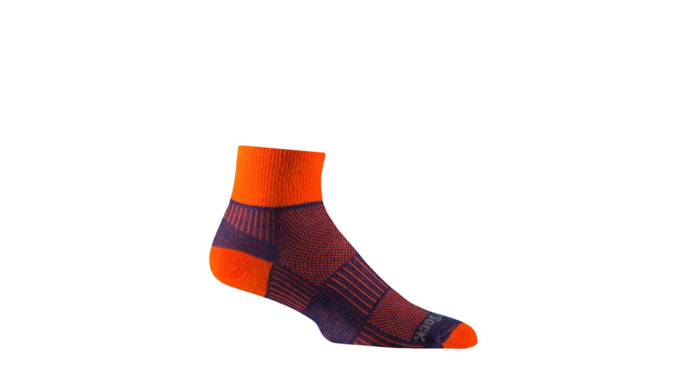 Wrightsock Double Layer CoolMesh II Quarter Sock, Royal/Orange, Medium, 8052.4501