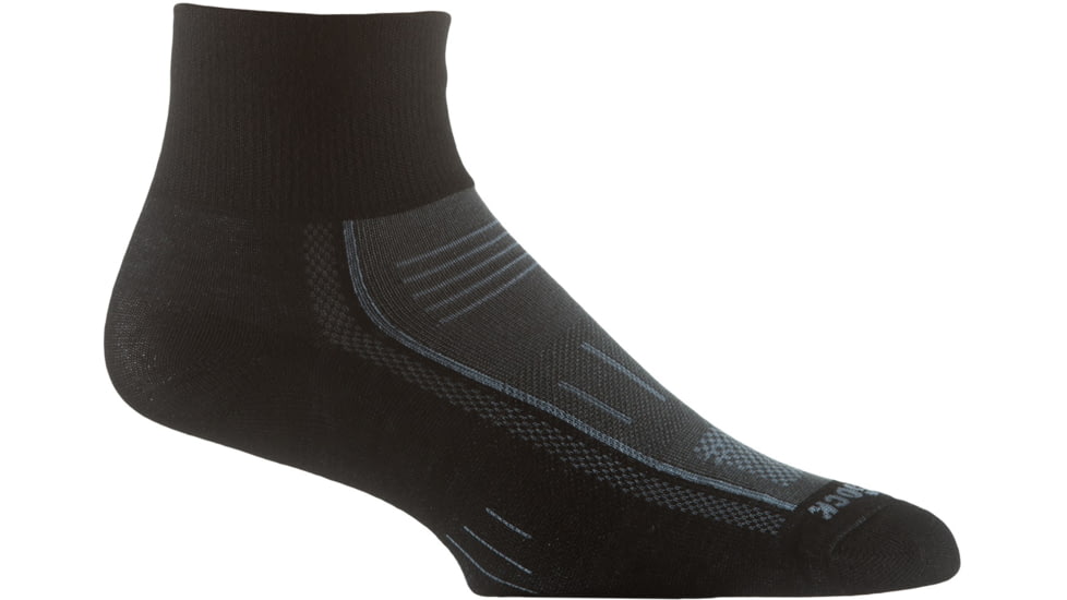 Wrightsock Endurance Qtr Safety Toe Socks, Black/Ash, Medium, 9052.7301