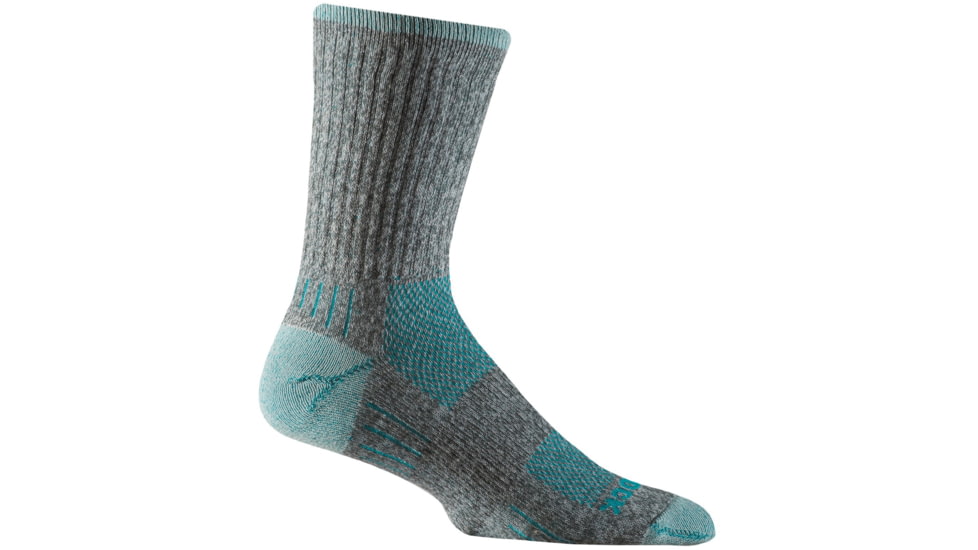 Wrightsock Escape Crew Socks, Ash Twist/Turquoise, Large, 9563.5201