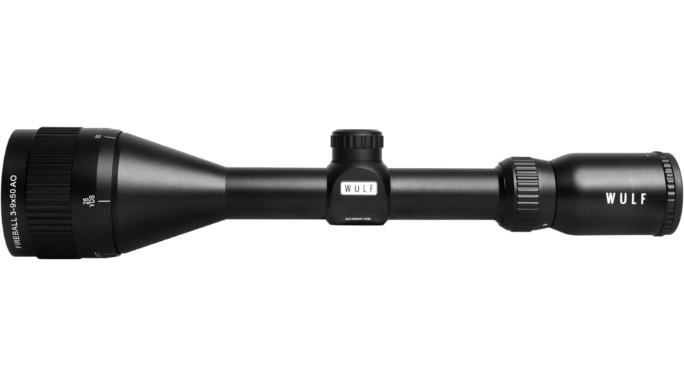 Wulf Optics Fireball 3-9x50mm Rifle Scope, 1 in Tube, Second Focal Plane, AO Illuminated Half Mildot Reticle w/ Rings, Black, WU9108