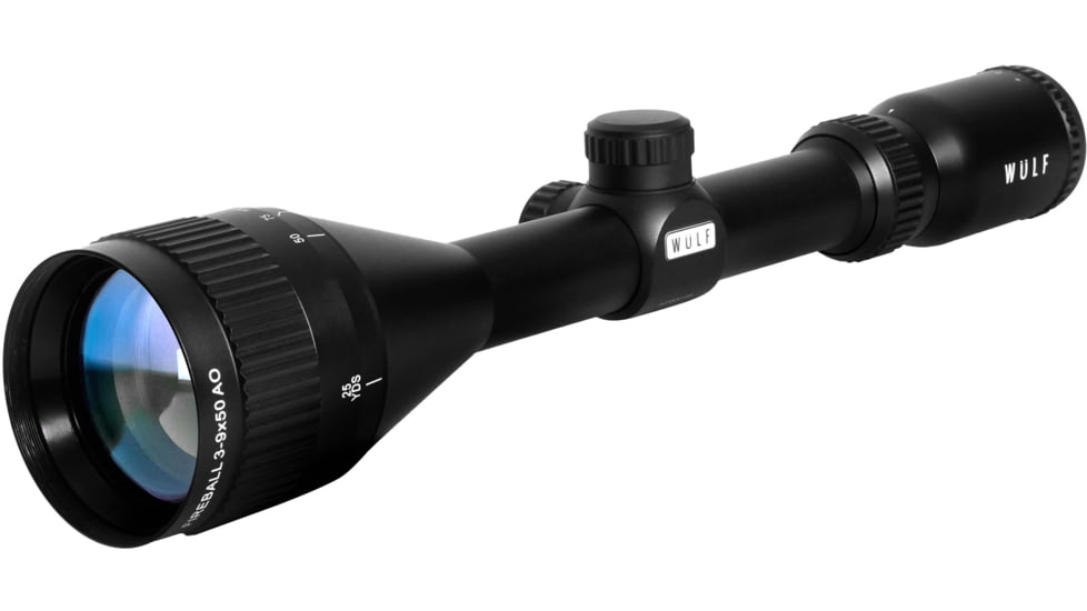 Wulf Optics Fireball 3-9x50mm Rifle Scope, 1 in Tube, Second Focal Plane, AO Illuminated Half Mildot Reticle w/ Rings, Black, WU9108