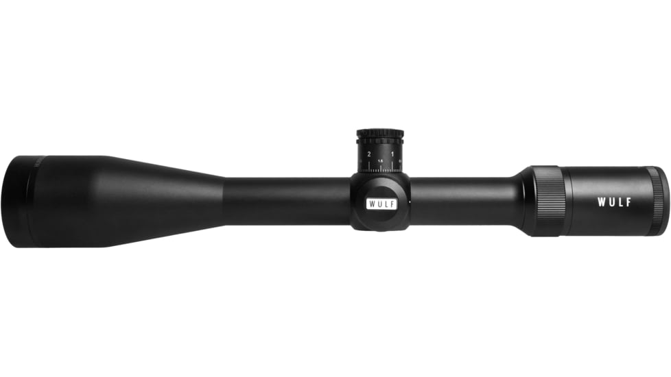 Wulf Optics Hurricane 6.5-25x50 Rifle Scope, 30mm Tube, Second Focal Plane, Red/Blue Half Mildot Reticle, Black, WU9105
