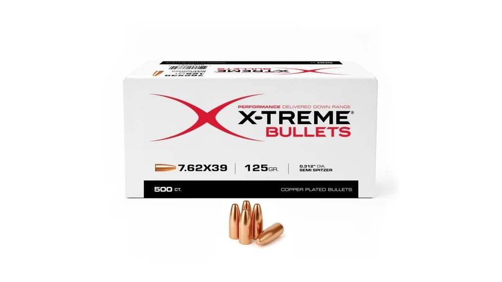 X-Treme Bullets 7.62 Caliber Rifle Bullets, 125 Grain, Semi-Spitzer